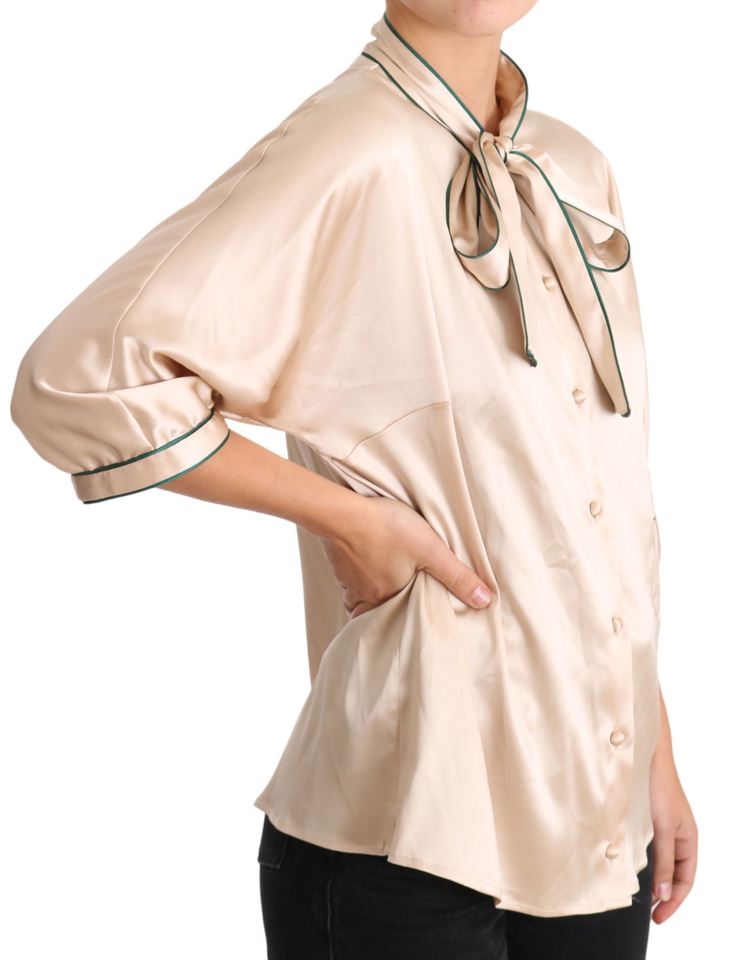 Dolce &amp; Gabbana Elegant beige silk blend blouse top