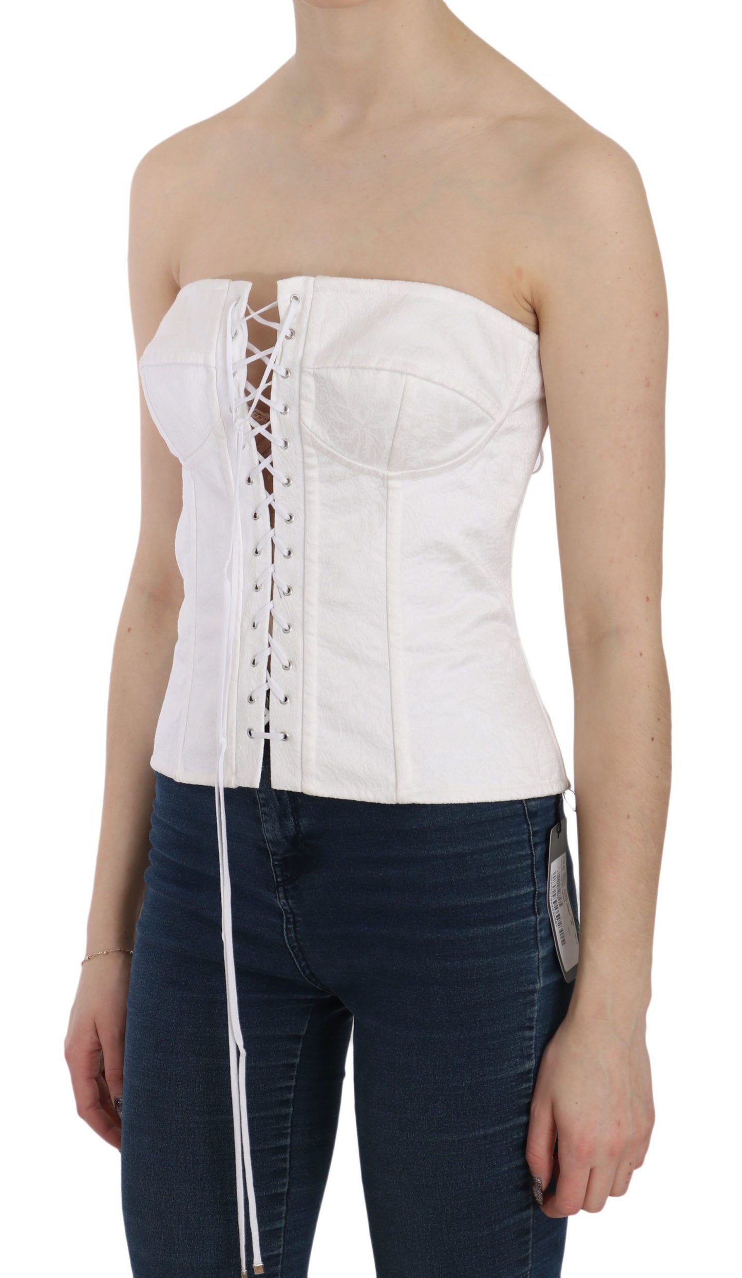 Dolce &amp; Gabbana Elegant white strapless corset top