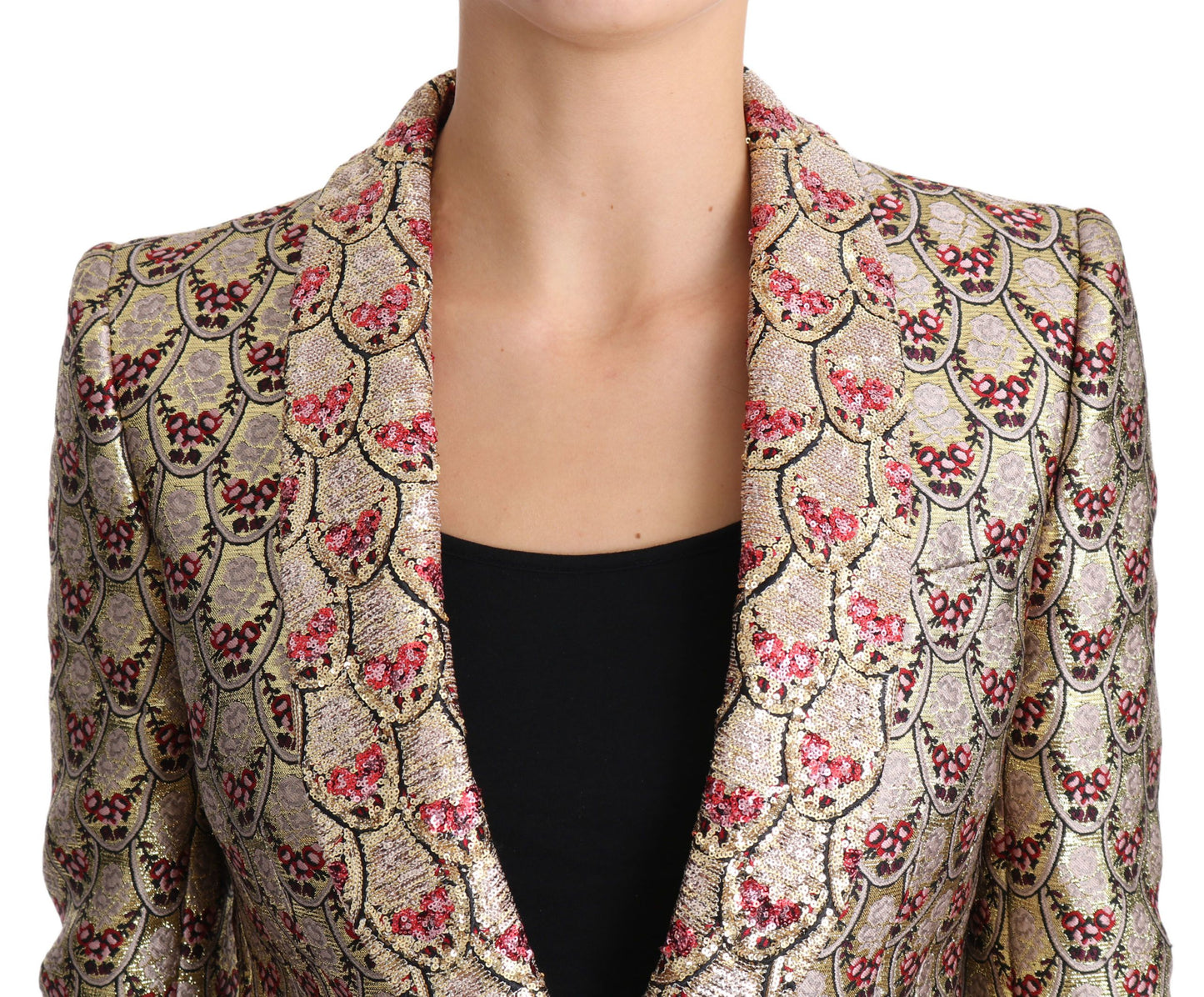 Dolce &amp; Gabbana Glittering Gold Sequin Blazer Jacket