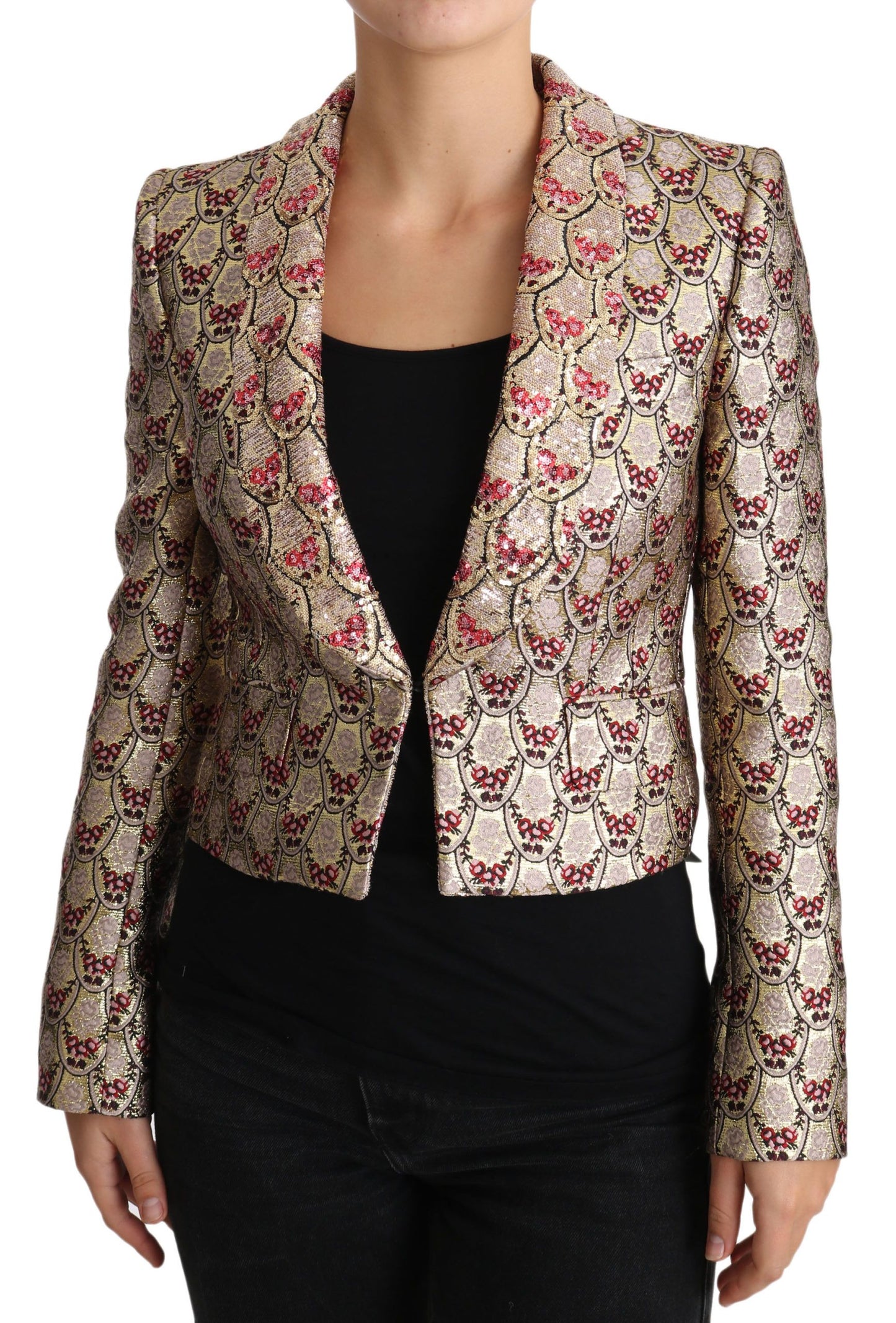 Dolce &amp; Gabbana Glittering Gold Sequin Blazer Jacket