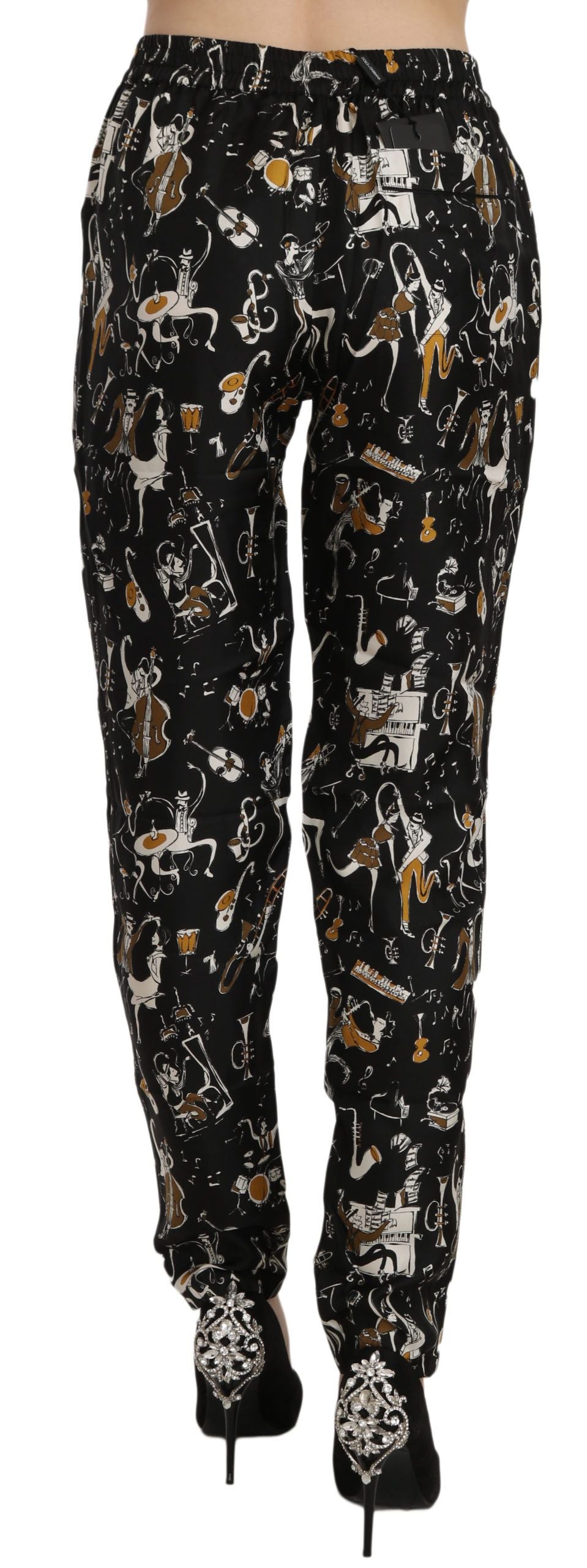 Dolce &amp; Gabbana Elegant tapered silk trousers with high waist