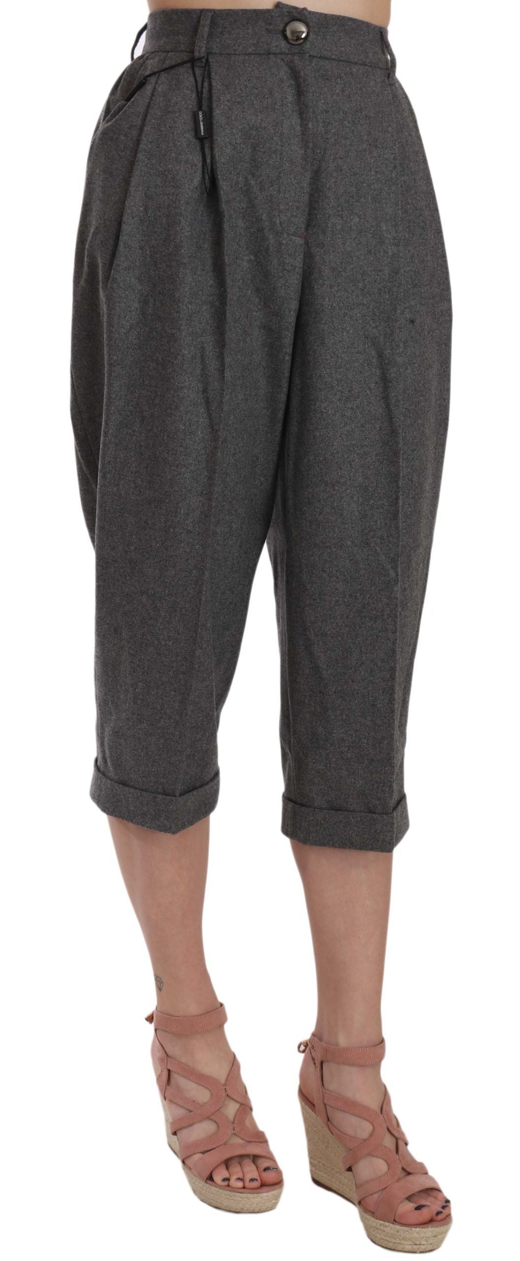 Dolce &amp; Gabbana Elegant grey pleated trousers made of wool and cashmere