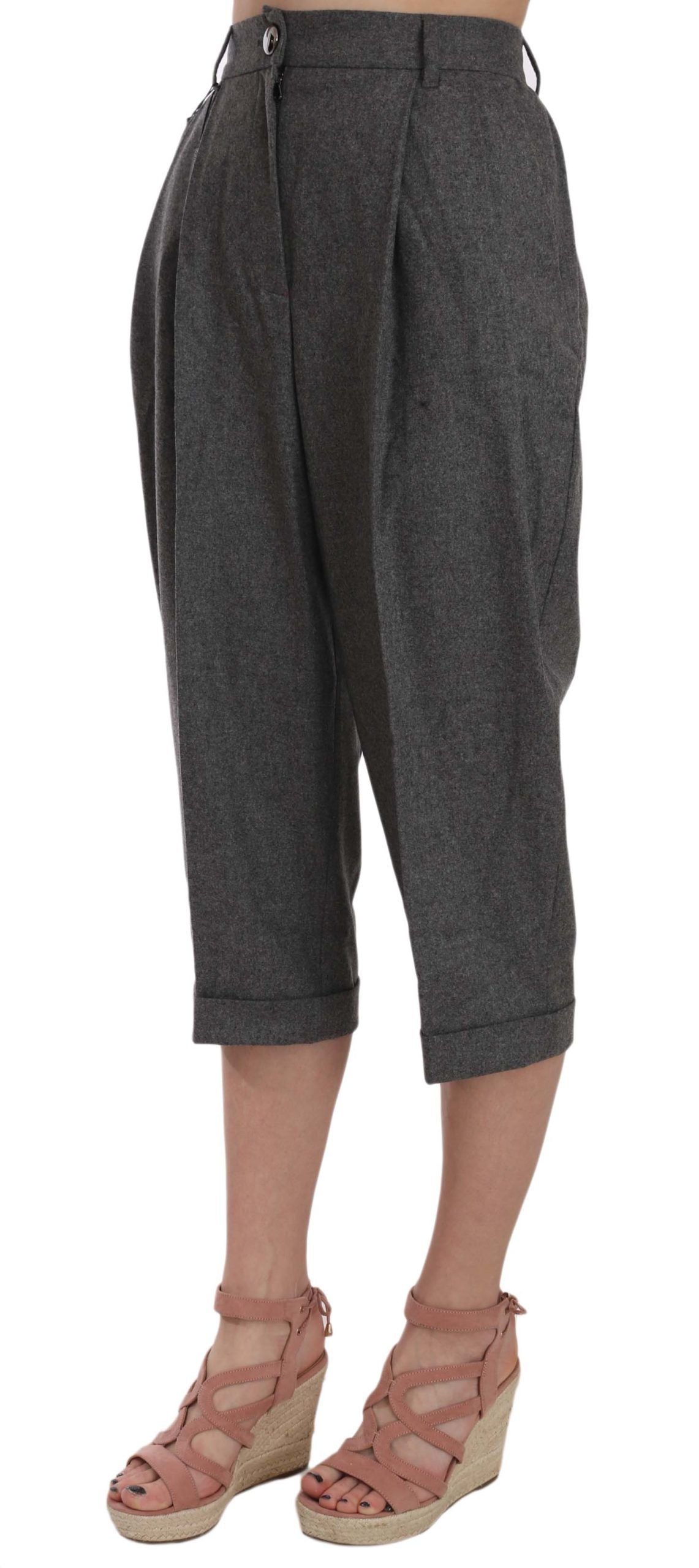 Dolce &amp; Gabbana Elegant grey pleated trousers made of wool and cashmere