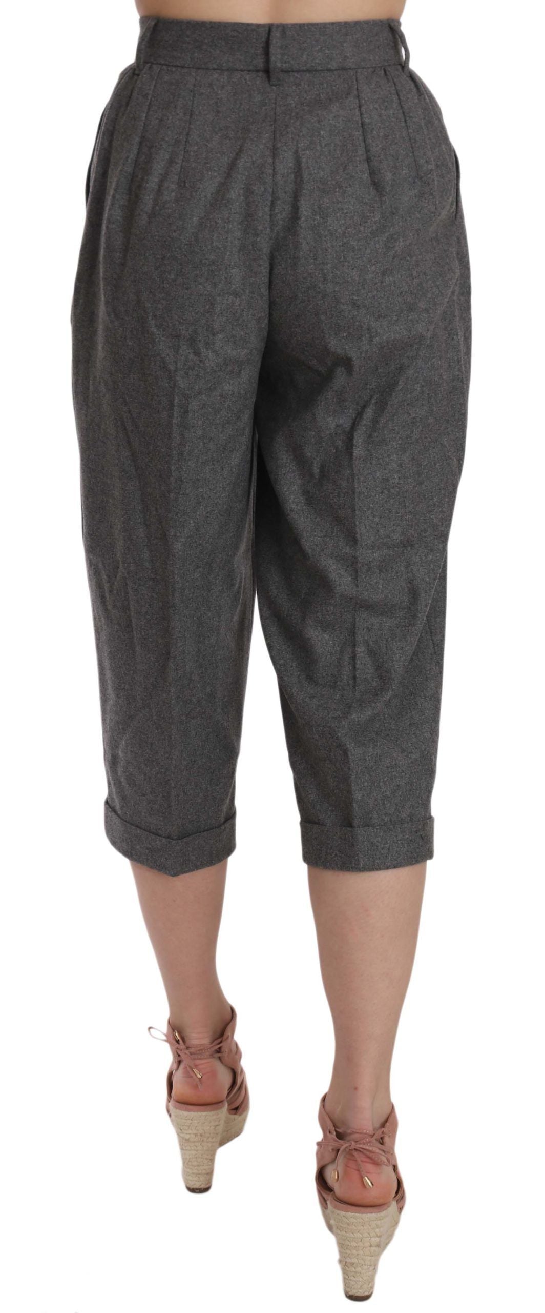 Dolce &amp; Gabbana Elegant grey pleated trousers made of wool and cashmere