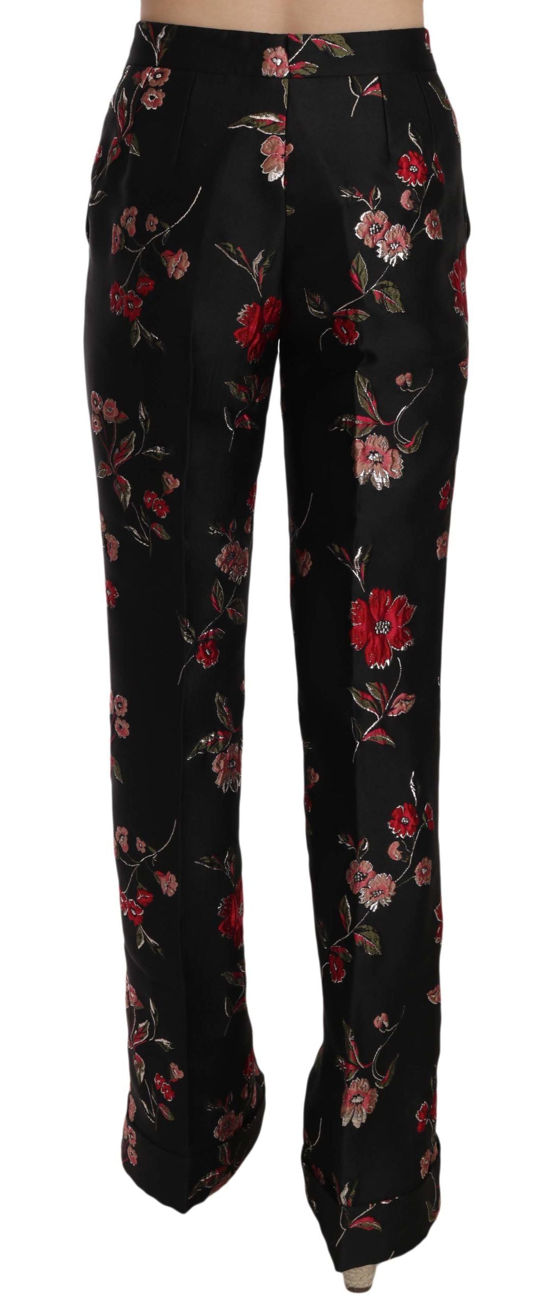 Dolce &amp; Gabbana Elegant Boot Cut Pants with Floral Pattern