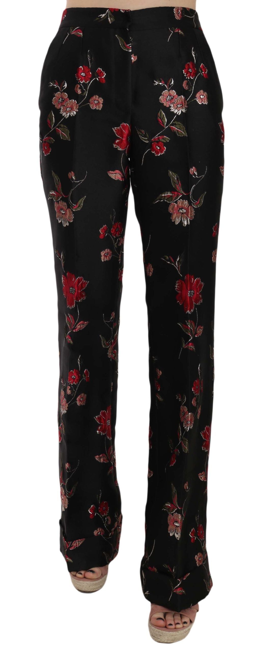 Dolce &amp; Gabbana Elegant Boot Cut Pants with Floral Pattern