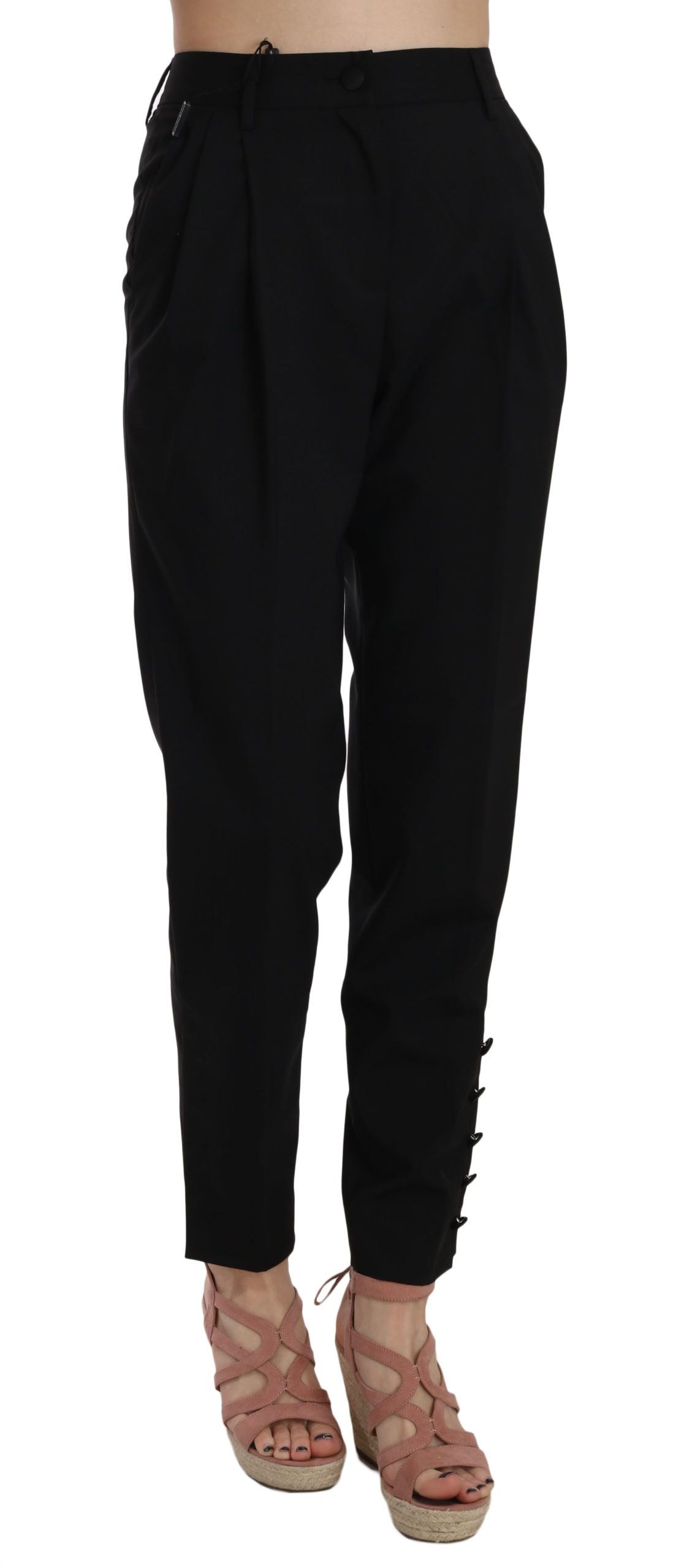 Dolce &amp; Gabbana Elegant tapered black trousers with pleats