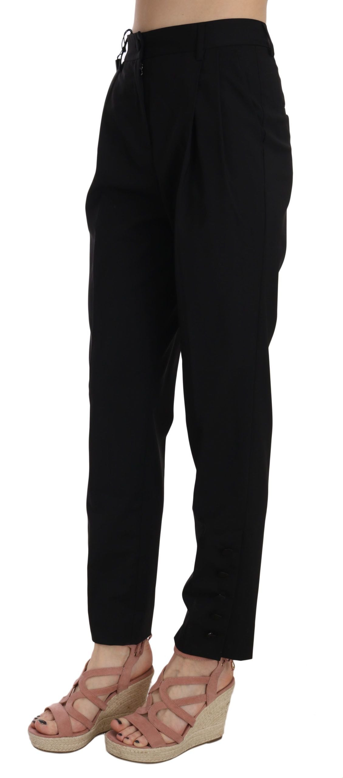 Dolce &amp; Gabbana Elegant tapered black trousers with pleats