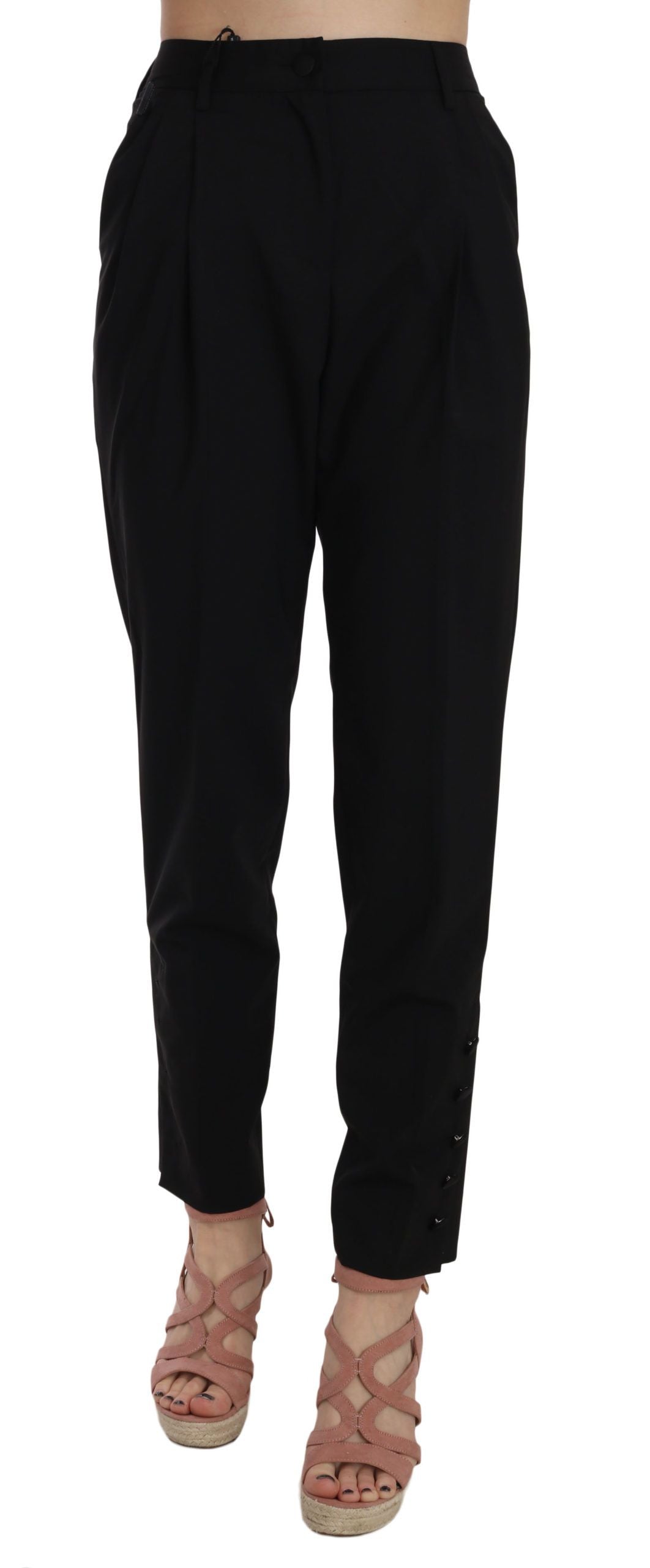 Dolce &amp; Gabbana Elegant tapered black trousers with pleats