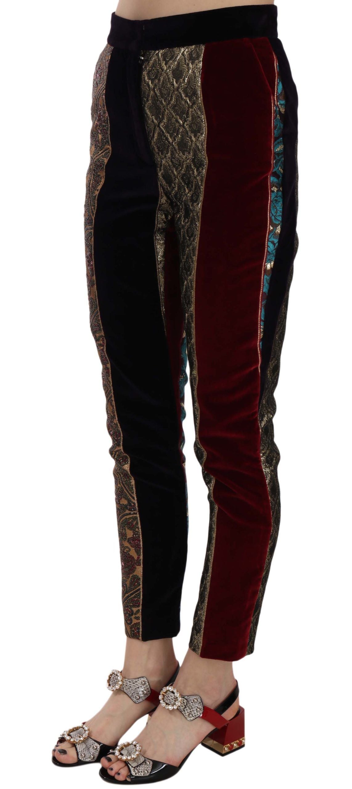 Dolce &amp; Gabbana Elegant multicolor jacquard trousers in a cropped look