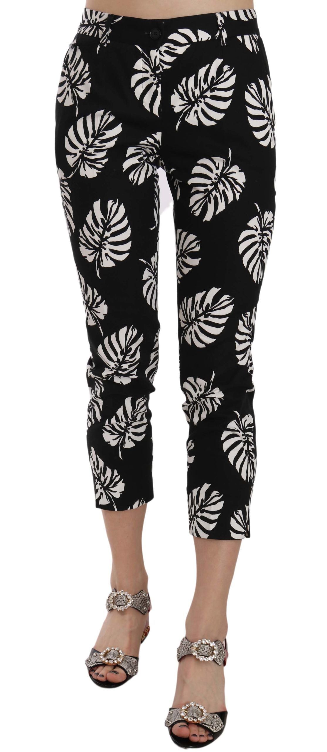 Dolce &amp; Gabbana Elegant skinny capri with palm print