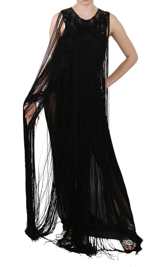 John Richmond Sheer Sequin Maxi Elegance Dress