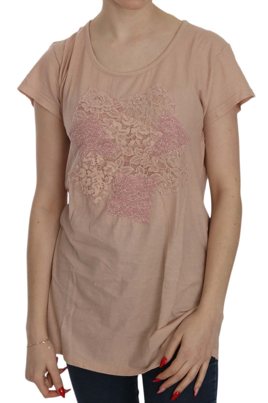 PINK MEMORIES Elegante Bluse mit Rundhalsausschnitt aus cremefarbener Spitze