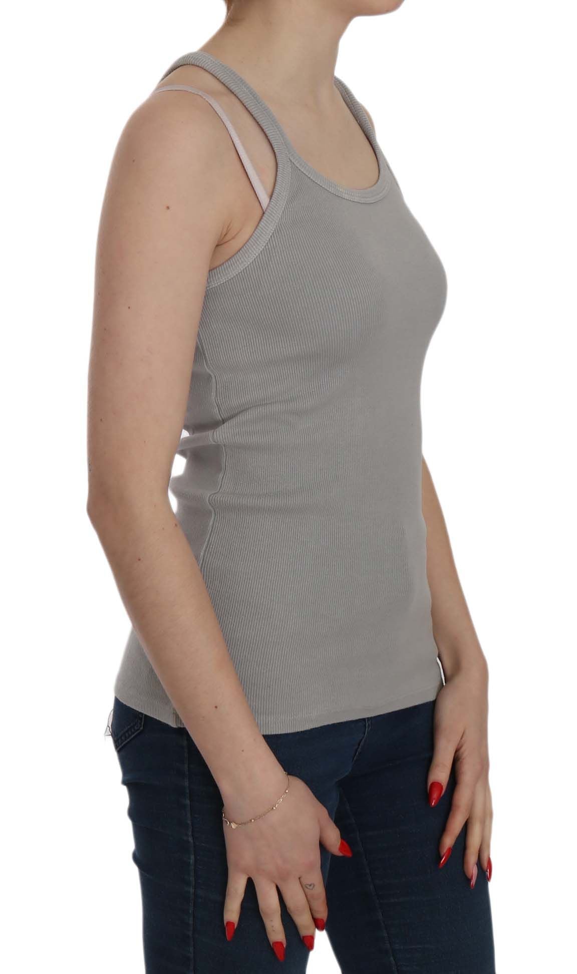 PINK MEMORIES Elegant sleeveless blouse made of grey cotton