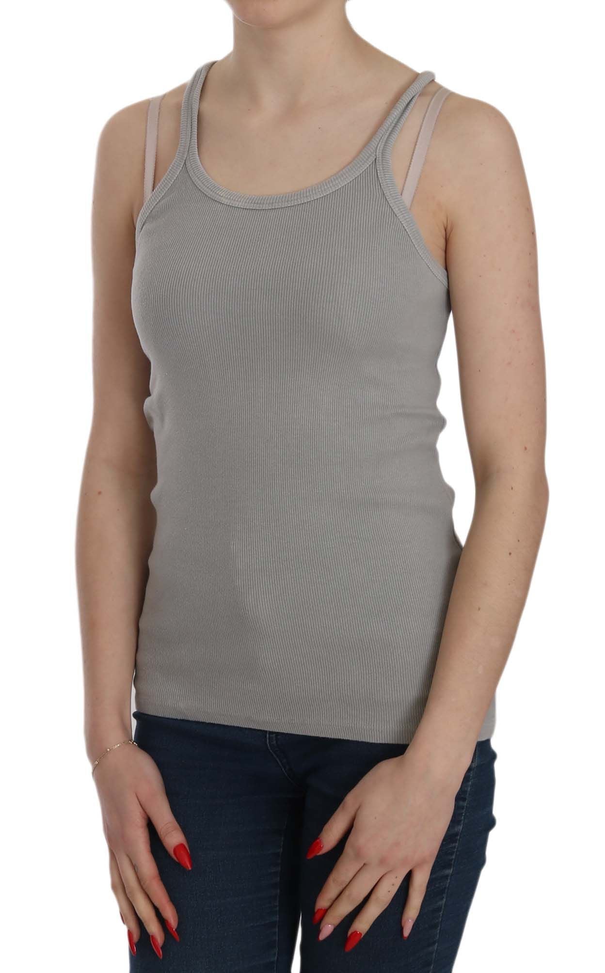 PINK MEMORIES Elegant sleeveless blouse made of grey cotton