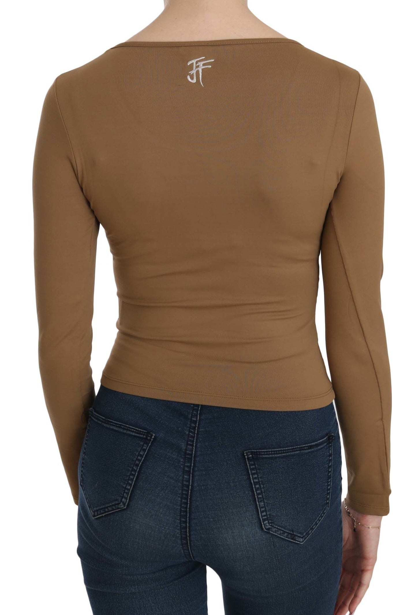 GF Ferre Elegant brown fitted blouse for elegant evenings