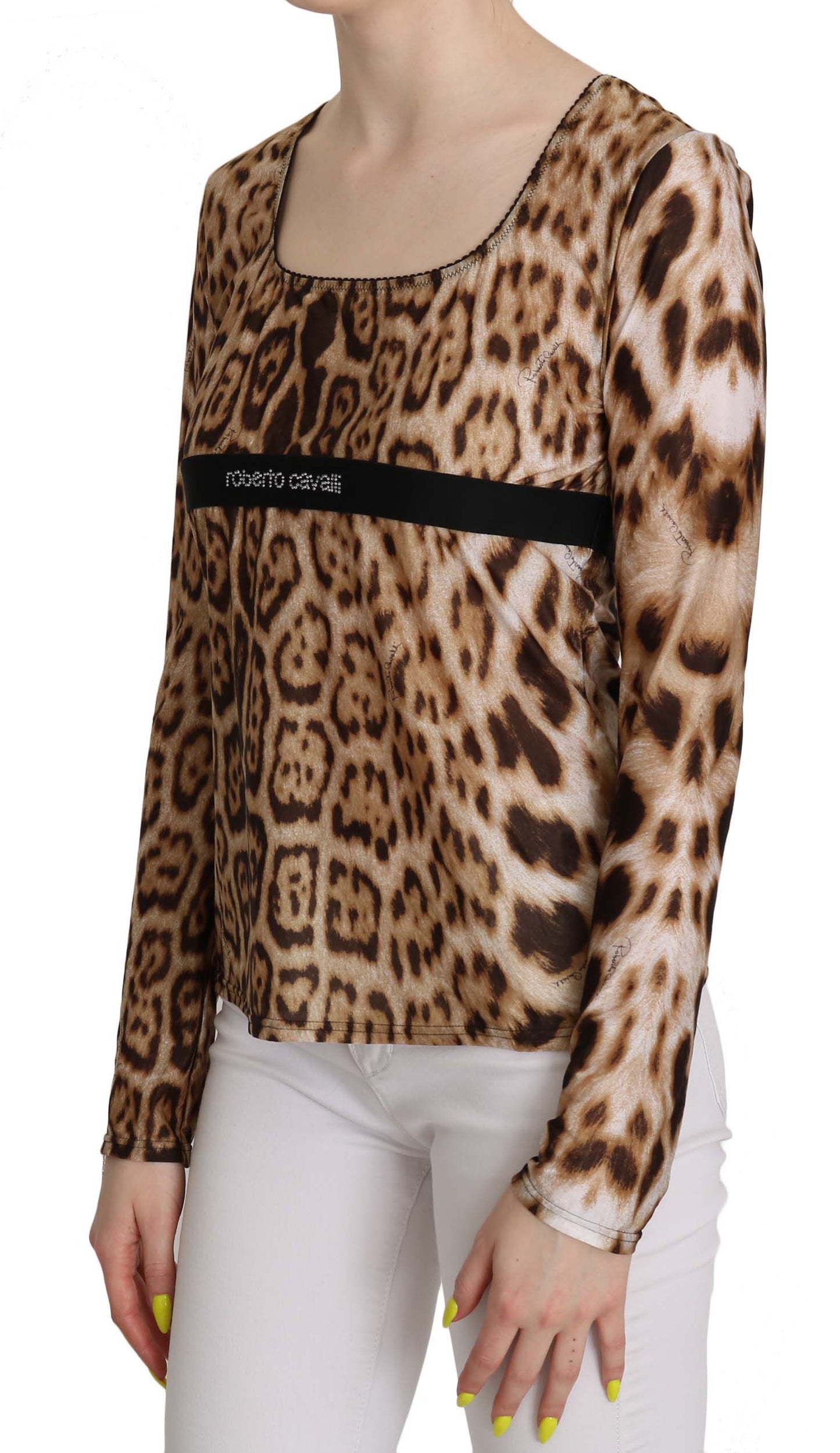 Roberto Cavalli Elegant leopard top with long sleeves