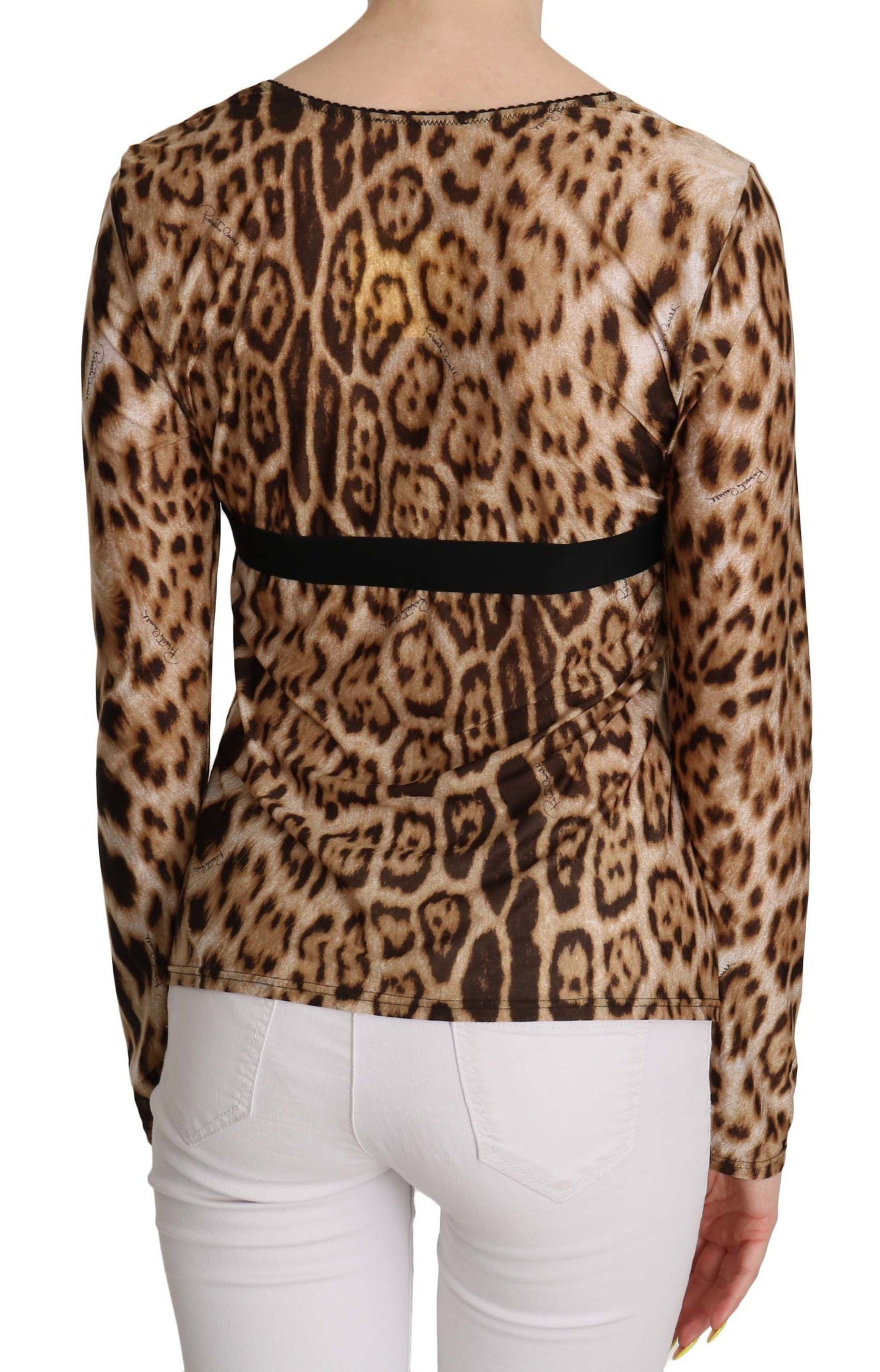 Roberto Cavalli Elegant leopard top with long sleeves