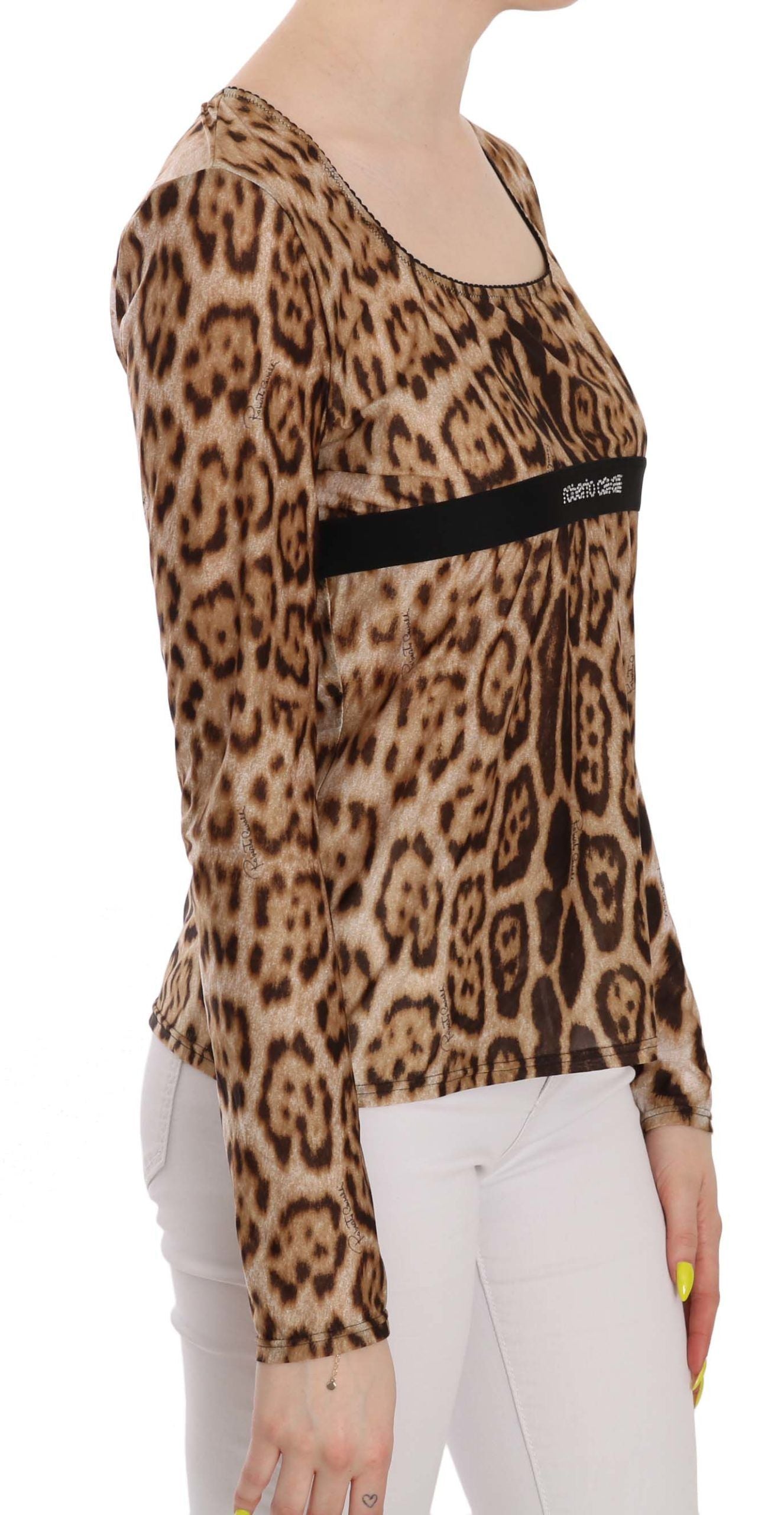 Roberto Cavalli Elegant leopard top with long sleeves