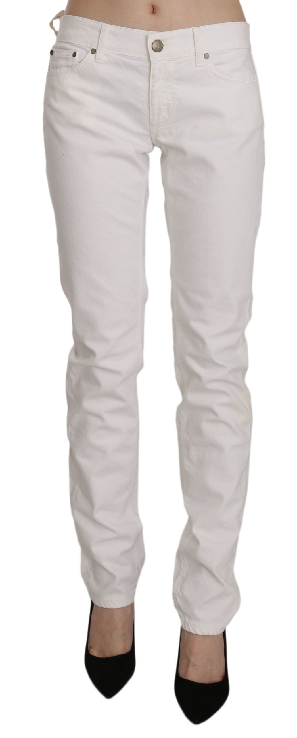 Dondup Chic white skinny pants made of cotton blend