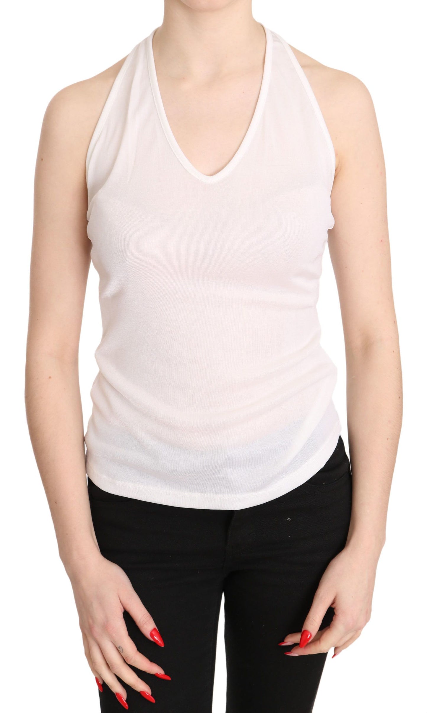 GF Ferre Elegant white halter neck tank top