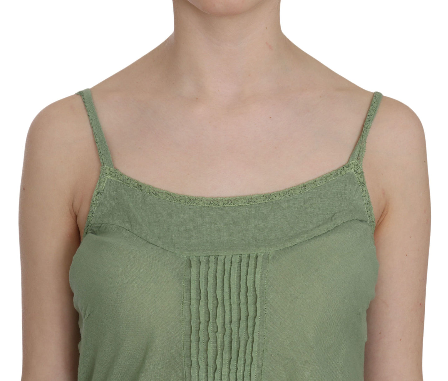 PINK MEMORIES Emerald Green Silk Spaghetti Strap Top