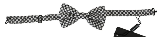 Dolce &amp; Gabbana Elegant Black and White Circle Silk Bow Tie