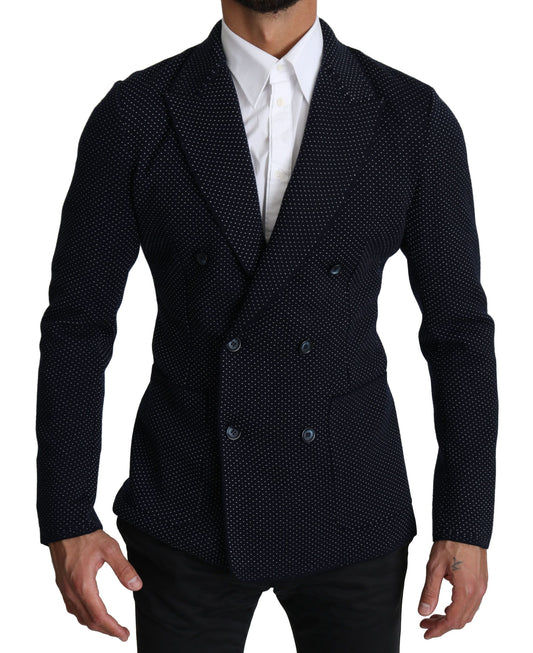 Dolce &amp; Gabbana Elegant dark blue polka dot blazer in slim fit