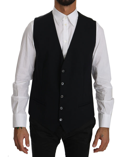 Dolce &amp; Gabbana Smooth black cotton blend vest