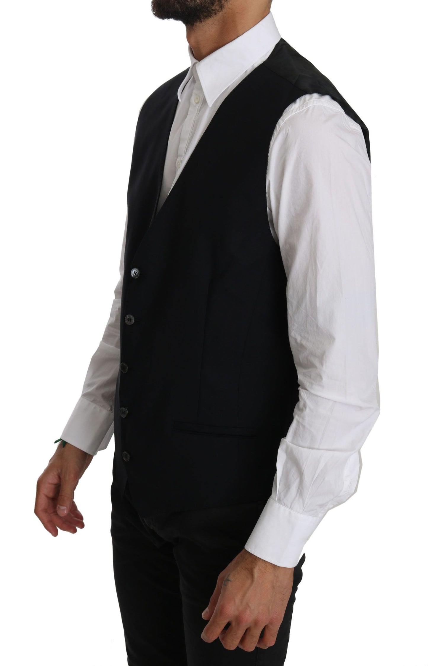 Dolce &amp; Gabbana Smooth black cotton blend vest