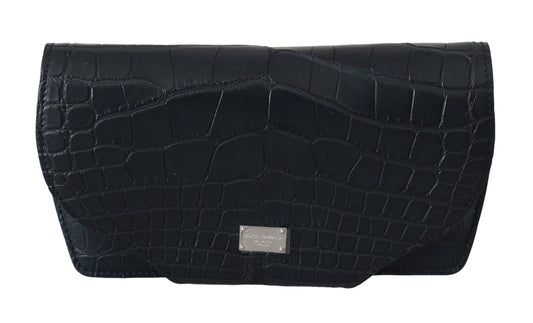 Dolce &amp; Gabbana Elegant glasses case made of blue crocodile leather