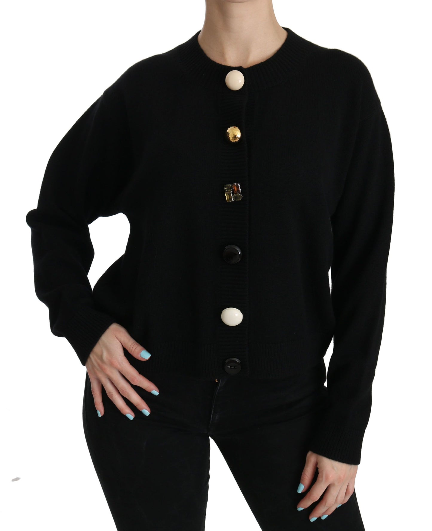 Dolce &amp; Gabbana Elegant Black Cashmere Cardigan Top