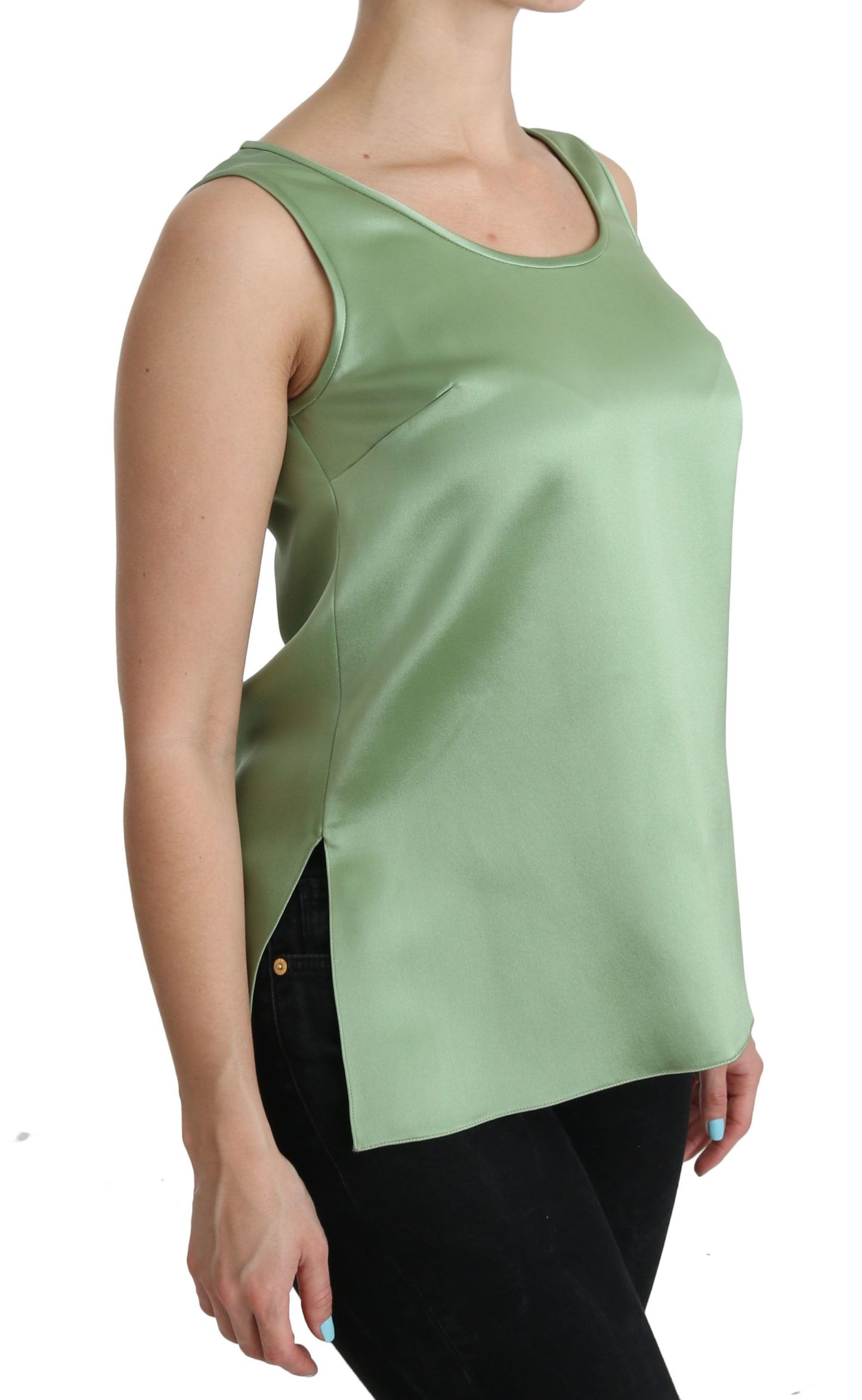 Dolce &amp; Gabbana Elegant sleeveless silk top in light mint green