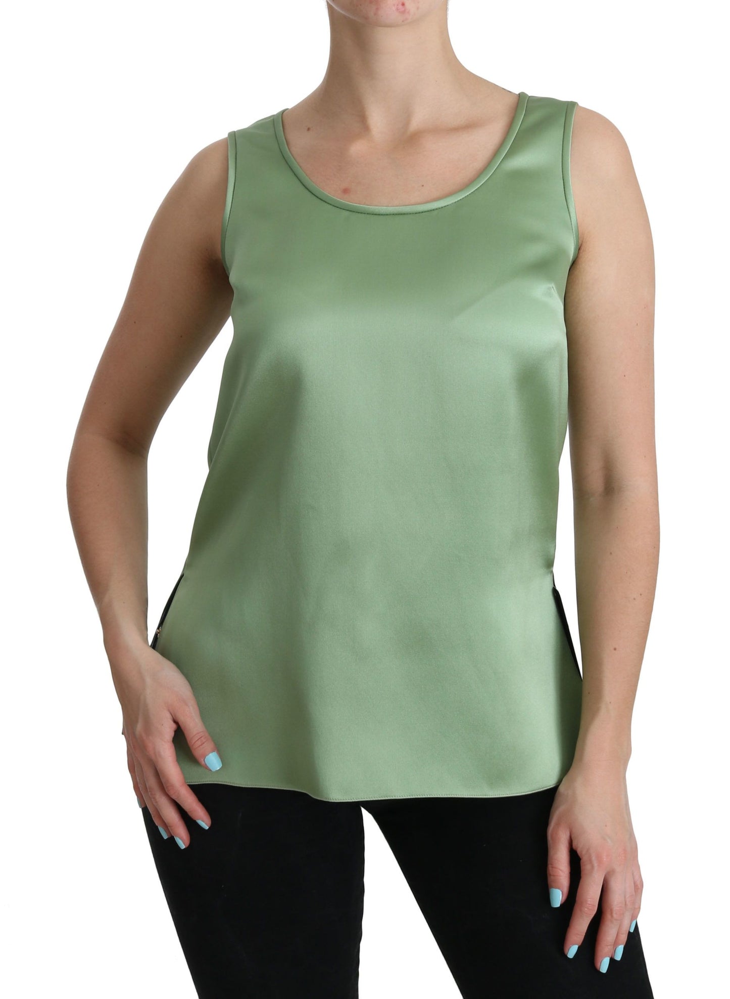 Dolce &amp; Gabbana Elegant sleeveless silk top in light mint green