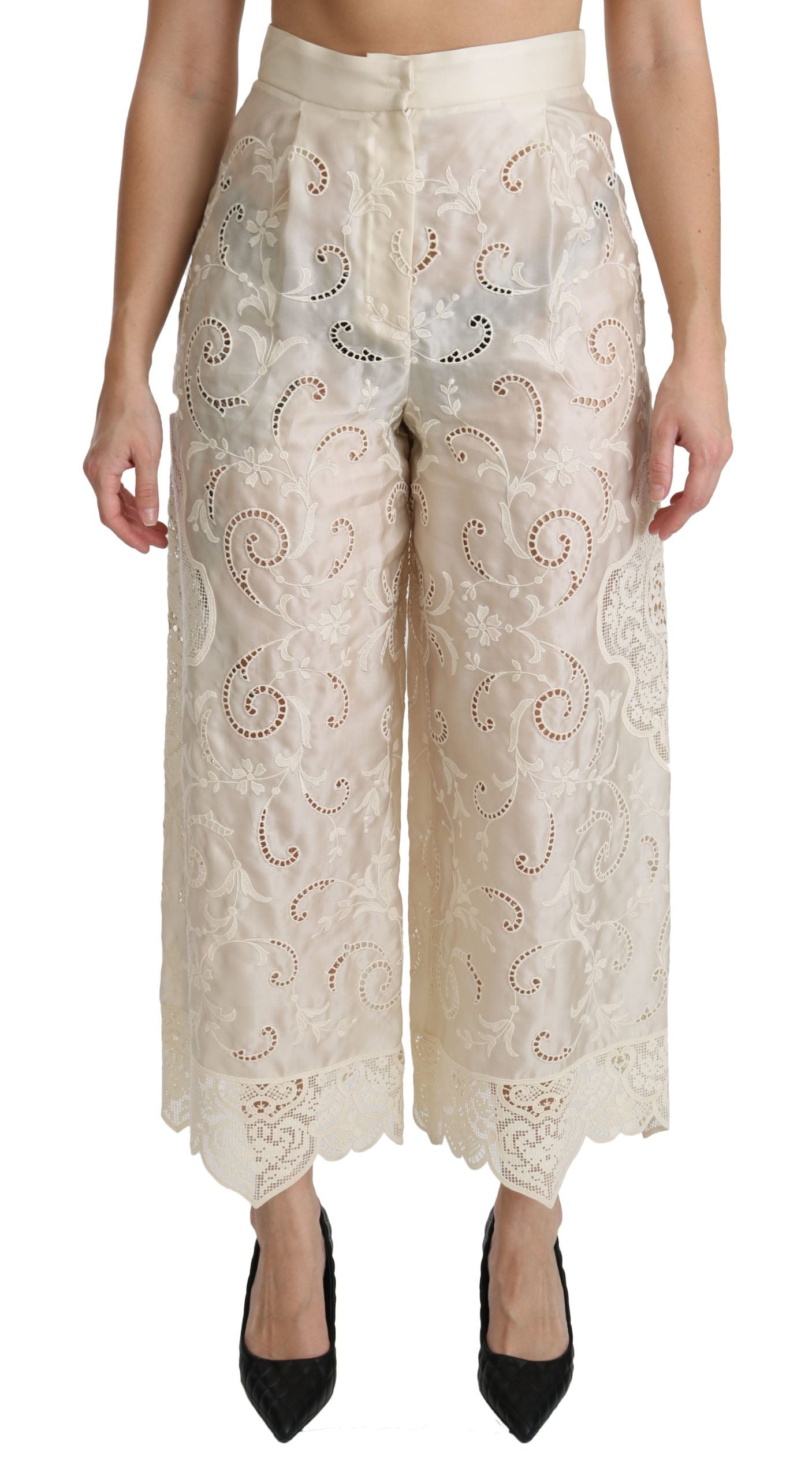 Dolce &amp; Gabbana Elegant High Waist Palazzo Pants Cropped Pants