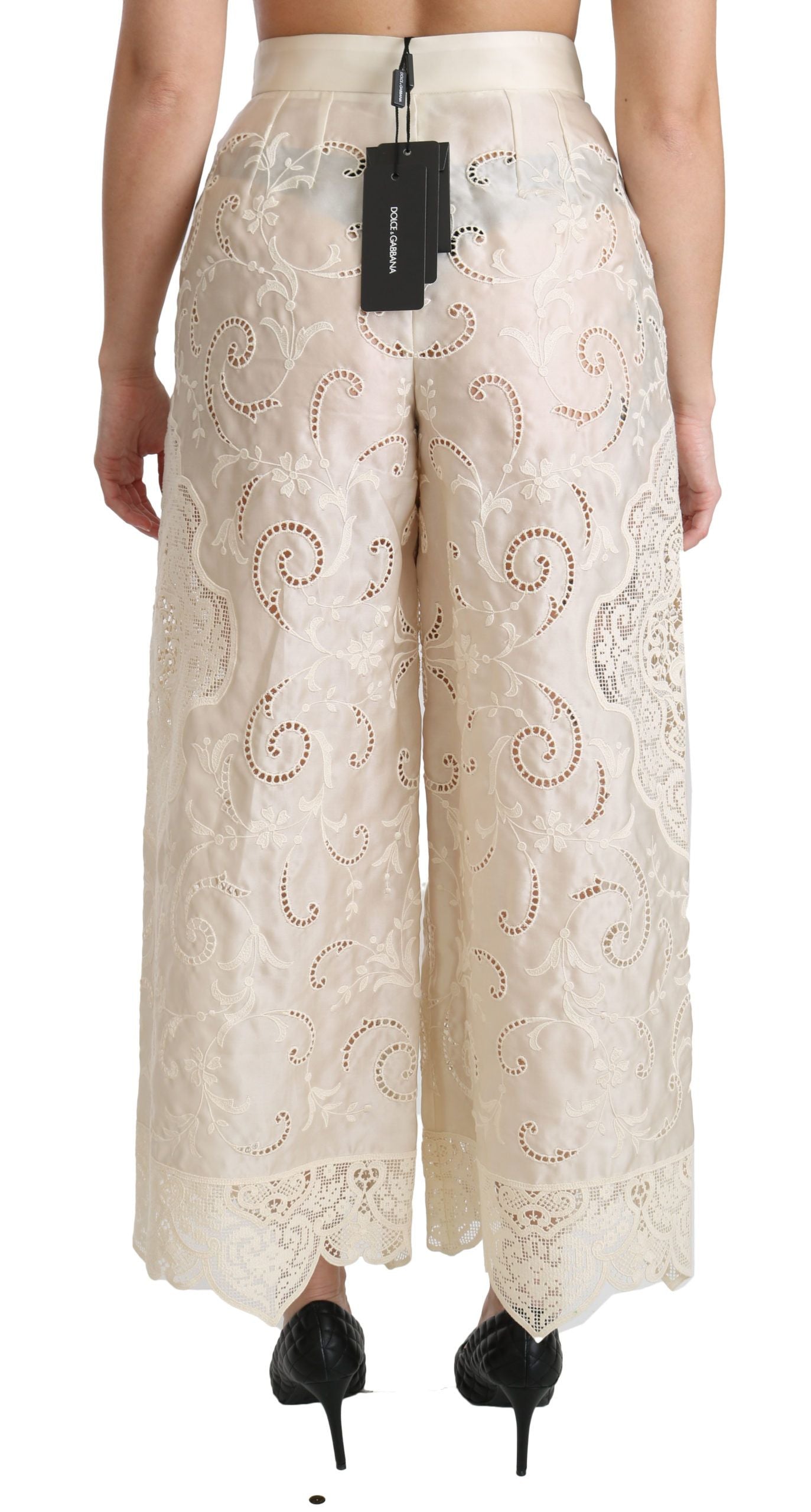 Dolce &amp; Gabbana Elegant High Waist Palazzo Pants Cropped Pants