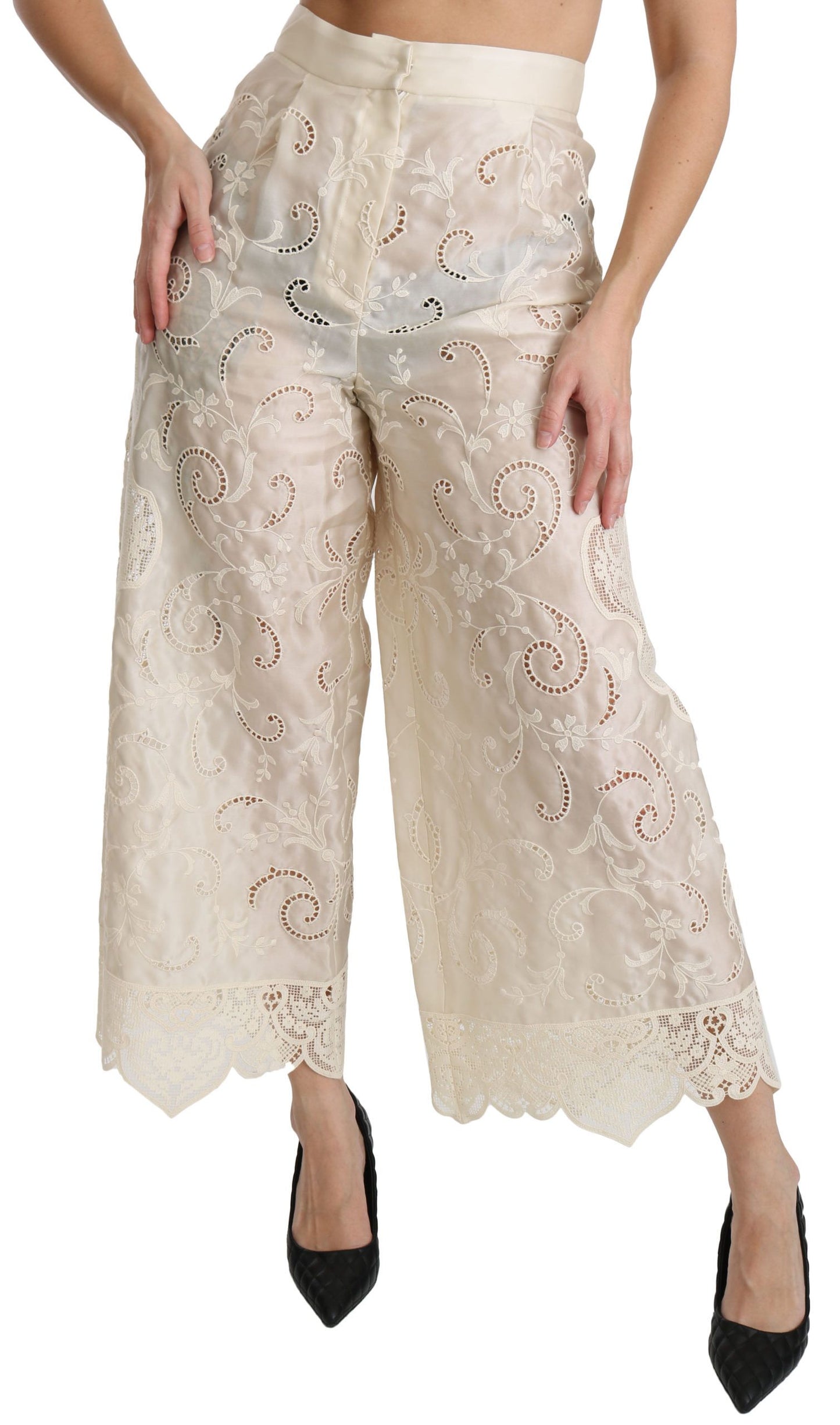 Dolce &amp; Gabbana Elegant High Waist Palazzo Pants Cropped Pants