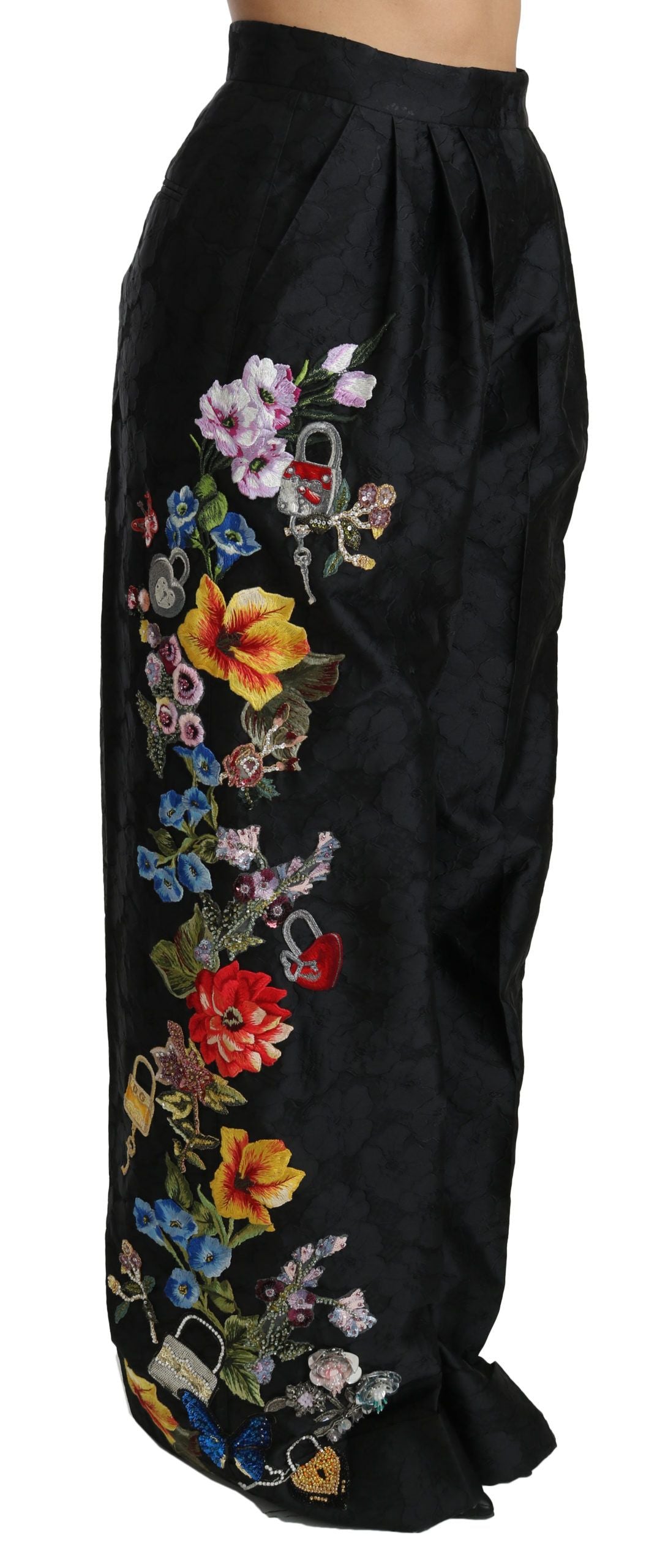 Dolce &amp; Gabbana Elegant high-waisted wide-leg trousers with floral pattern