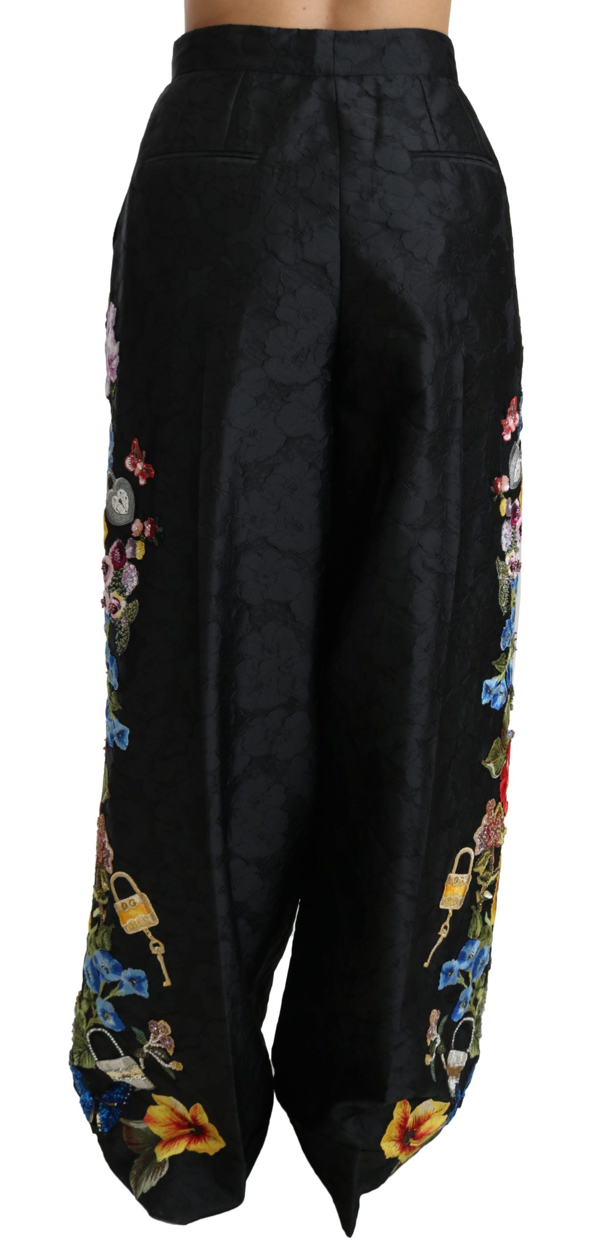 Dolce &amp; Gabbana Elegant high-waisted wide-leg trousers with floral pattern