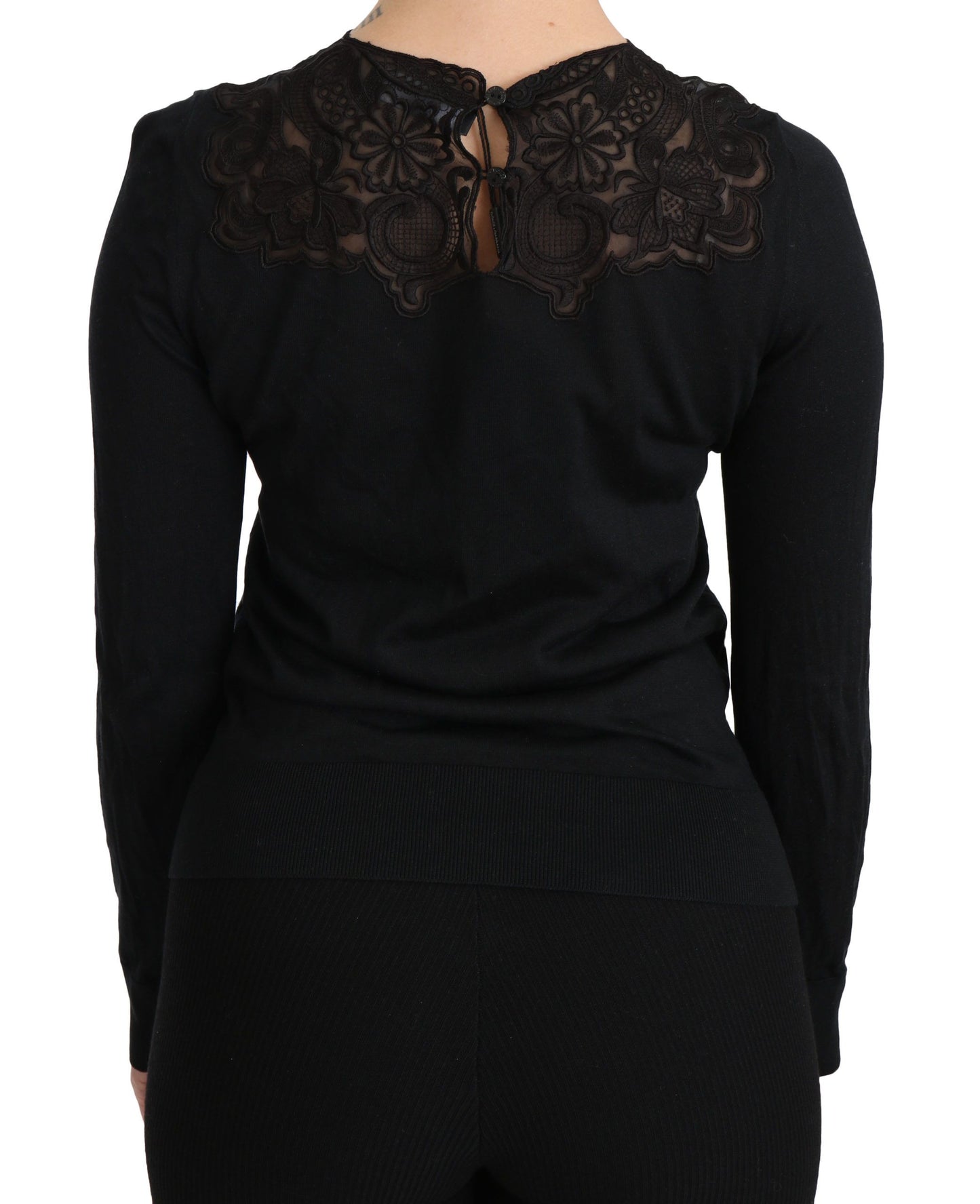 Dolce &amp; Gabbana Elegant black silk blend blouse with lace