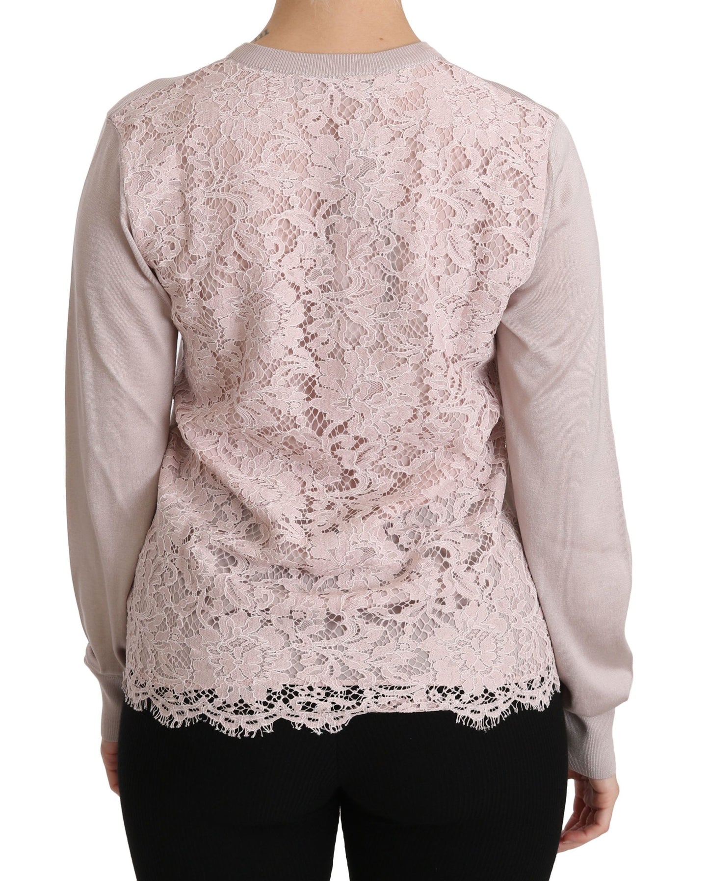 Dolce &amp; Gabbana pink silk blend round neck cardigan