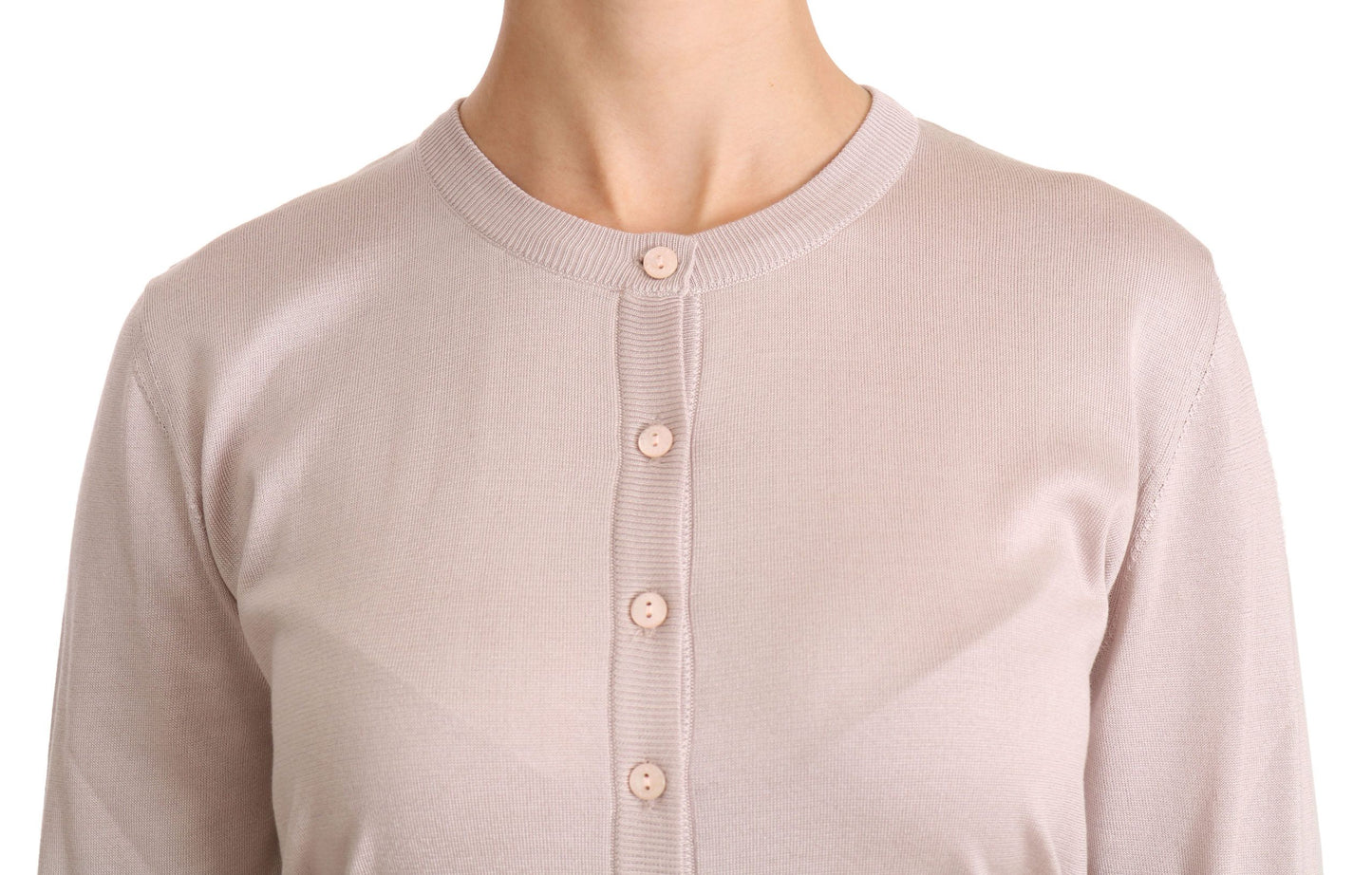 Dolce &amp; Gabbana pink silk blend round neck cardigan