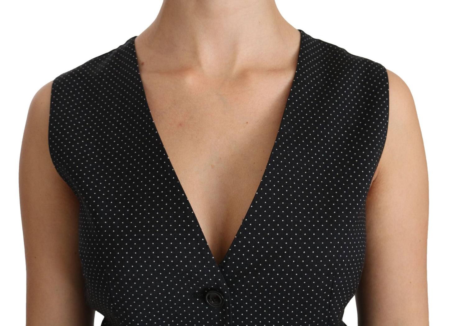 Dolce &amp; Gabbana Chic black polka dot wool blend sleeveless vest