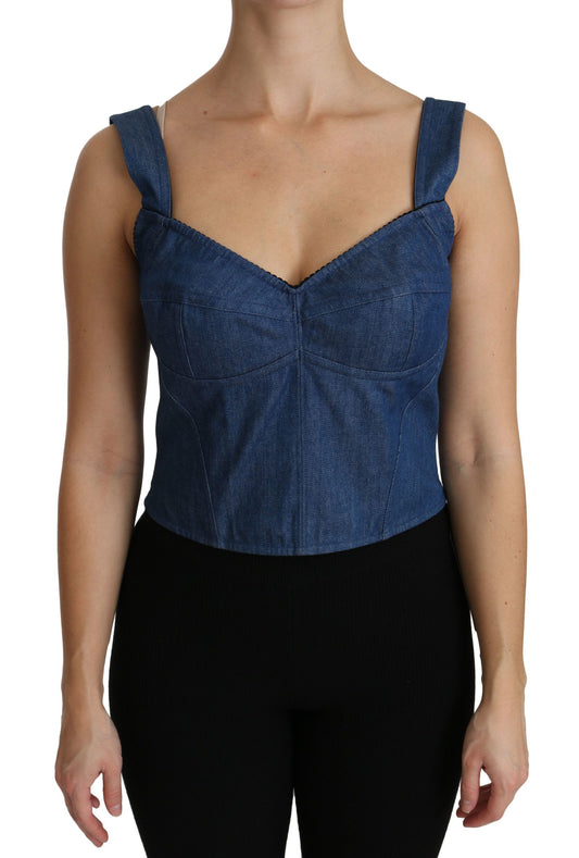 Dolce & Gabbana Elegantes ärmelloses Bustier-Top in Blau