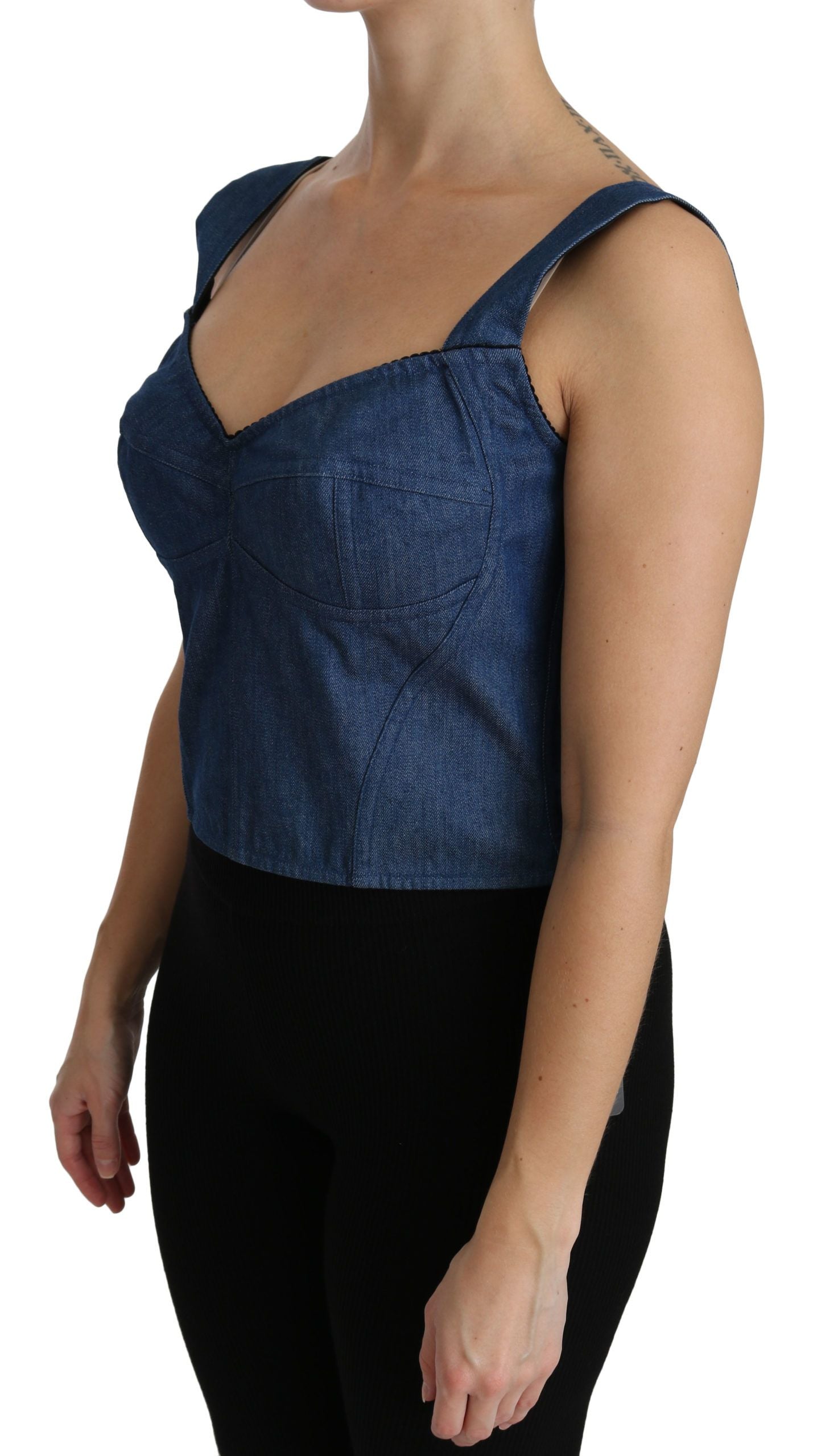 Dolce &amp; Gabbana Elegant sleeveless bustier top in blue