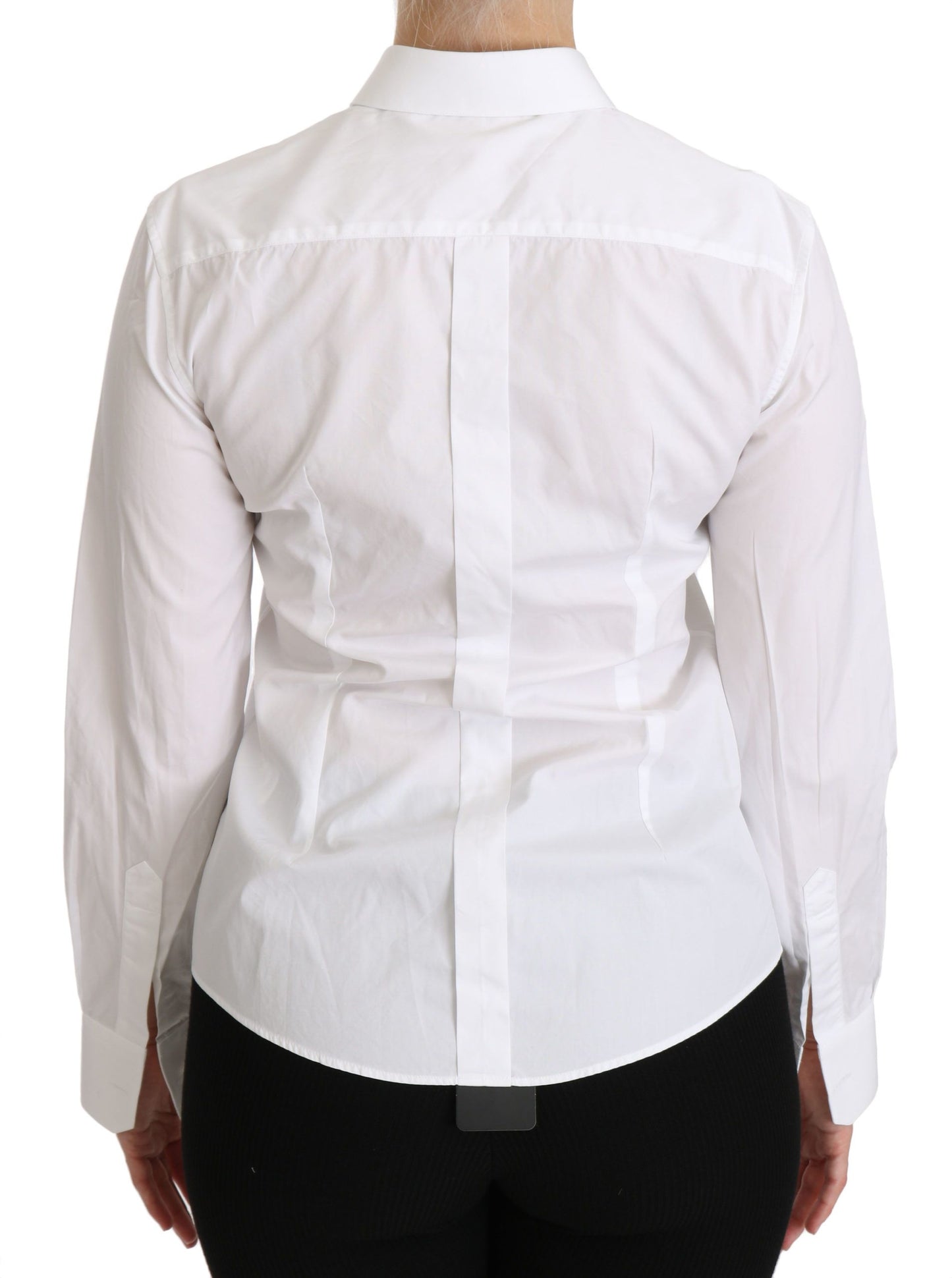 Dolce &amp; Gabbana Elegant long-sleeved polo shirt with collar in white