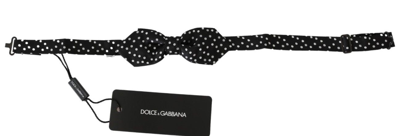 Dolce &amp; Gabbana Tyylikäs musta pilkullinen silkkirusetti