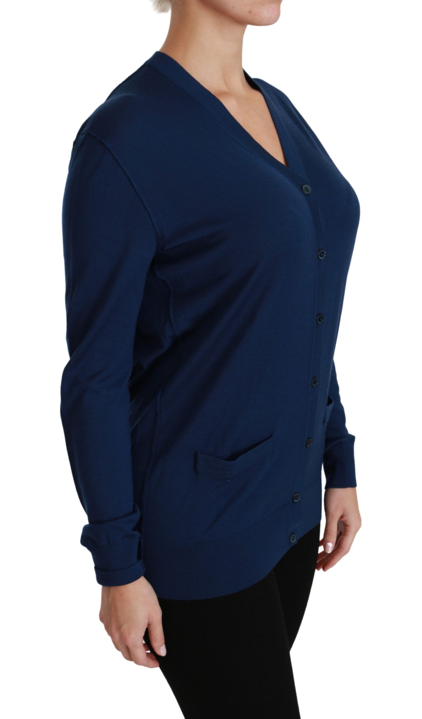 Dolce &amp; Gabbana Elegant Blue Cardigan Made of Virgin Wool