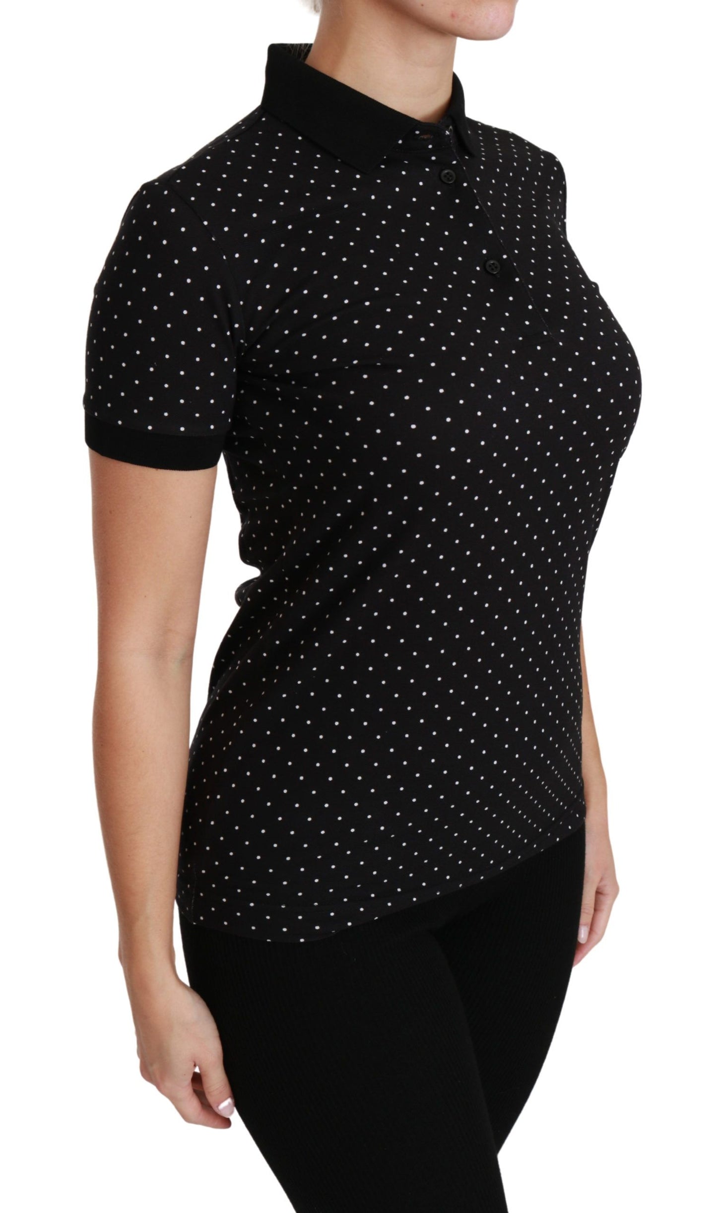 Dolce &amp; Gabbana Elegant black dotted polo shirt