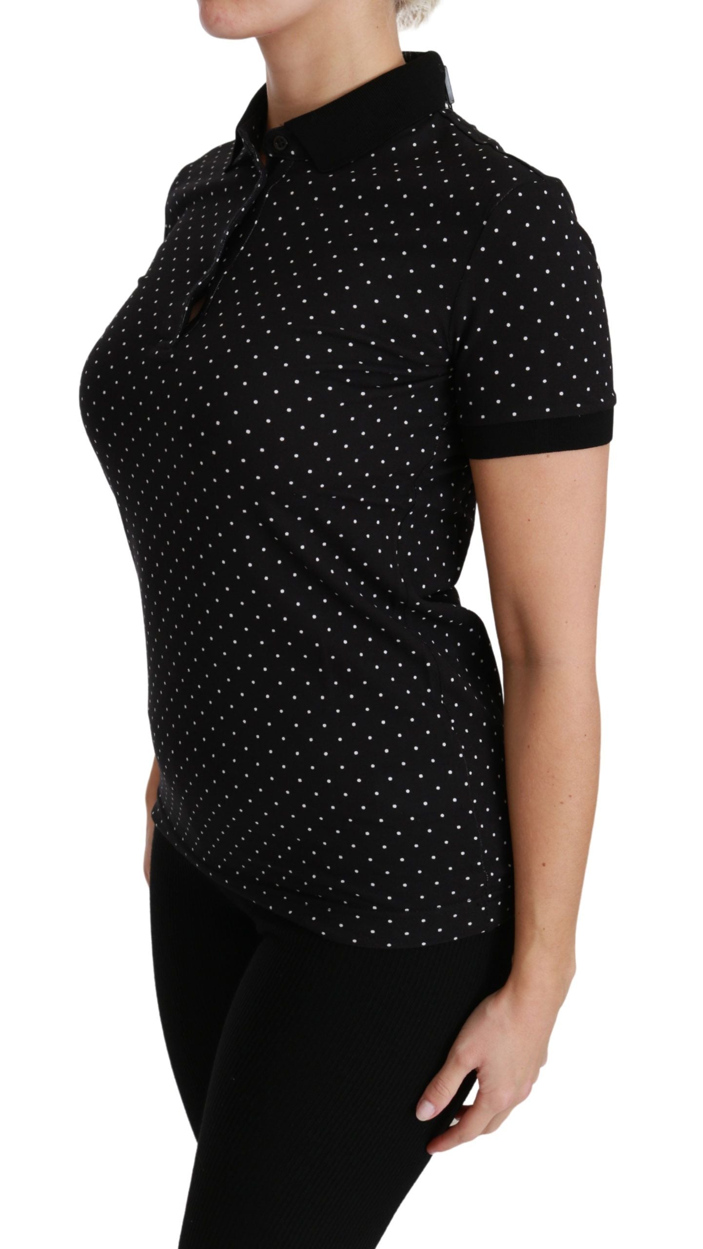 Dolce &amp; Gabbana Elegant black dotted polo shirt